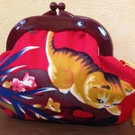 東北大花布　がま口ポーチ konekochan　00702