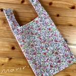 レジ袋みたいなエコバッグ(S)小花柄/レッド系  撥水加工