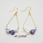 【令和セール】ドロップフープのパールピアス(ブルー)　n-pan