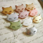 ■0909様■25mm■ヴィンテージボタン　10色セット 　(　おすましネコちゃん　ミックスver　1773　) 