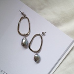 淡水パール×シルバーメタルフープ ピアス/イヤリング