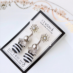 Flower & border ＊ゆれるボリュームピアス＊アンティークヴィンテージ風＊＊2wayピアスorイヤリング
