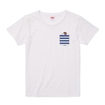 レディース文鳥Tシャツ  「ポケットTシャツ風ハテ？文鳥」ボーダー 【受注生産】