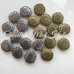 ★20個★アンティークアクリルコイン ビーズ シルバー＆ ゴールド antique acrylic coin beads silver & gold
