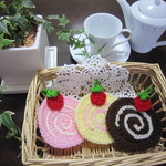 ロールケーキのアクリルたわし3点セット★エコたわし