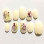 size.M アンティークフラワー ネイルチップ ショートオーバル