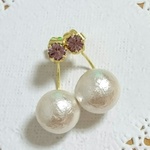 ２wayコットンパールキャッチ＊ピアス #31