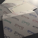 メガネがらの封筒&ミニメッセージカード セット(gray)