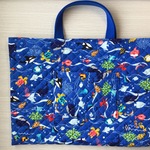 【応援セール】L9 ゆかいなお魚たち 青色 男の子 キルティングレッスンバッグ 