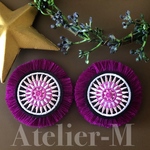 A749 モダン刺繍カボション Violet(2個)