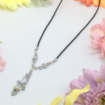 蝶と透かし細工のネックレス/シルバー×パープル