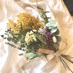 ミモザとホワイト紫陽花のスワッグ  