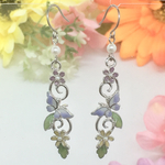 蝶と透かし細工のピアス/シルバー×パープル