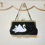 K様ご予約品☆白鳥の湖☆刺繍バッグ・黒