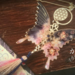 夜桜に月・蝶のかんざし