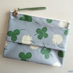 ポケットティッシュポーチ 　* Happy Clover 🍀　　col. ブルーグレー