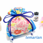 ちりめん💗アメ入れ🍭小巾着　四季花