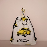 【お値打ち!!】巾着袋D ＊クラシックカー＊ 〜給食着・体操着入れ