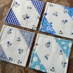 ♪送料無料　4枚組　パッチワークのコースター＊ブルー花柄♪