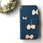【即納】布製手帳型ケース　[ iPhone 5 / 5s / SE　 ちょうちょNAVY] 