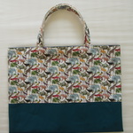 レッスンバッグ*リバティ*帆布*Queue for the Zoo*グリーン*30×40cm