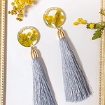 ミモザ×タッセルピアス  イヤリング