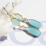 海の雫ピアス　 Flamed Chalcedony earrings *14kgf*アクアカルセドニー
