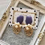 【再販✩.*˚】パープル変形カボション✱春ピアス