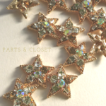 ：4pieces： import　ビジュー スター カボション 〈ゴールド〉