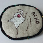 文鳥戦隊シロインジャーの刺繍ブローチ【アチョー】