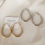 ゴールド/シルバードロップフープピアス