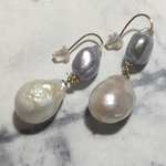 天然バロックパールのイヤリングorピアス
