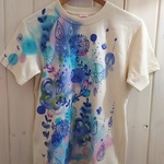 ユニセックスｓサイズ♥❀いちおし！美しいブルー系ボタニカル❀手描きTシャツ💛