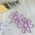  big flower pierce＊大振りメタルフラワーのピアス  パープル
