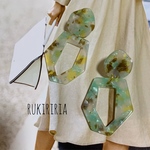 RUKIRIRIA #240 春色ピアス  べっこうピアス 大ぶりピアス 大ぶりイヤリング 