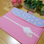 おしゃれプードル　水玉　ピンク×水色　入学準備　防災頭巾カバー　背もたれ