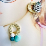 アシンメトリーラタンパイナップルピアス イヤリング