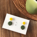 タイルのまるまるピアス(黄×緑)