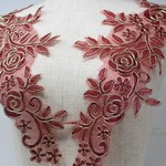 オーガンジー金ラメコード刺繍モチーフ 1対 ワイン色(MFLC83WNJY00)