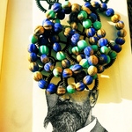 【1連20コ販売】JIRI＊IVANA czech beads#チェコビーズ seaglass  melon round8㎜ cobalt系mix/matte  gold