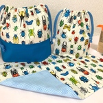  昆虫柄のランチセット(アイボリー)☆お弁当袋(給食袋)☆コップ袋☆ランチョンマット☆のセット♫男の子