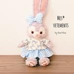 うさぎのお洋服♡ぬいぐるみ用コスチューム*Sサイズ*リボン柄×水色*3点セット