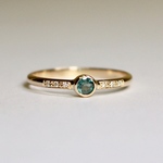 Alexandrite 3mm + Diamonds  Ring / K10YG
