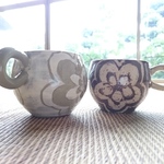 花柄のカップ☆茶色☆