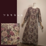 春物＊YUWAの花柄Aラインワンピース＊コットンリネン
