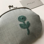 お財布がラスト1点！わりにも♪ bonheur×nuppu ミント色 フラットがま口✨