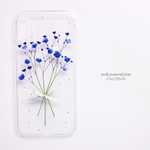 ＊マリンブルーかすみ草押し花スマホケース＊