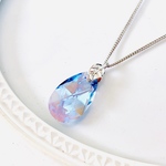 Swarovski サファイヤシマー デザインリーフネックレス