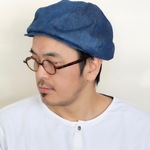 １点もの mushroom recycling denim cap / sizeL(60cm ) / no1