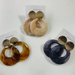 お人気▹▸マーブル柄おおぶりフープ*ピアス/イヤリング